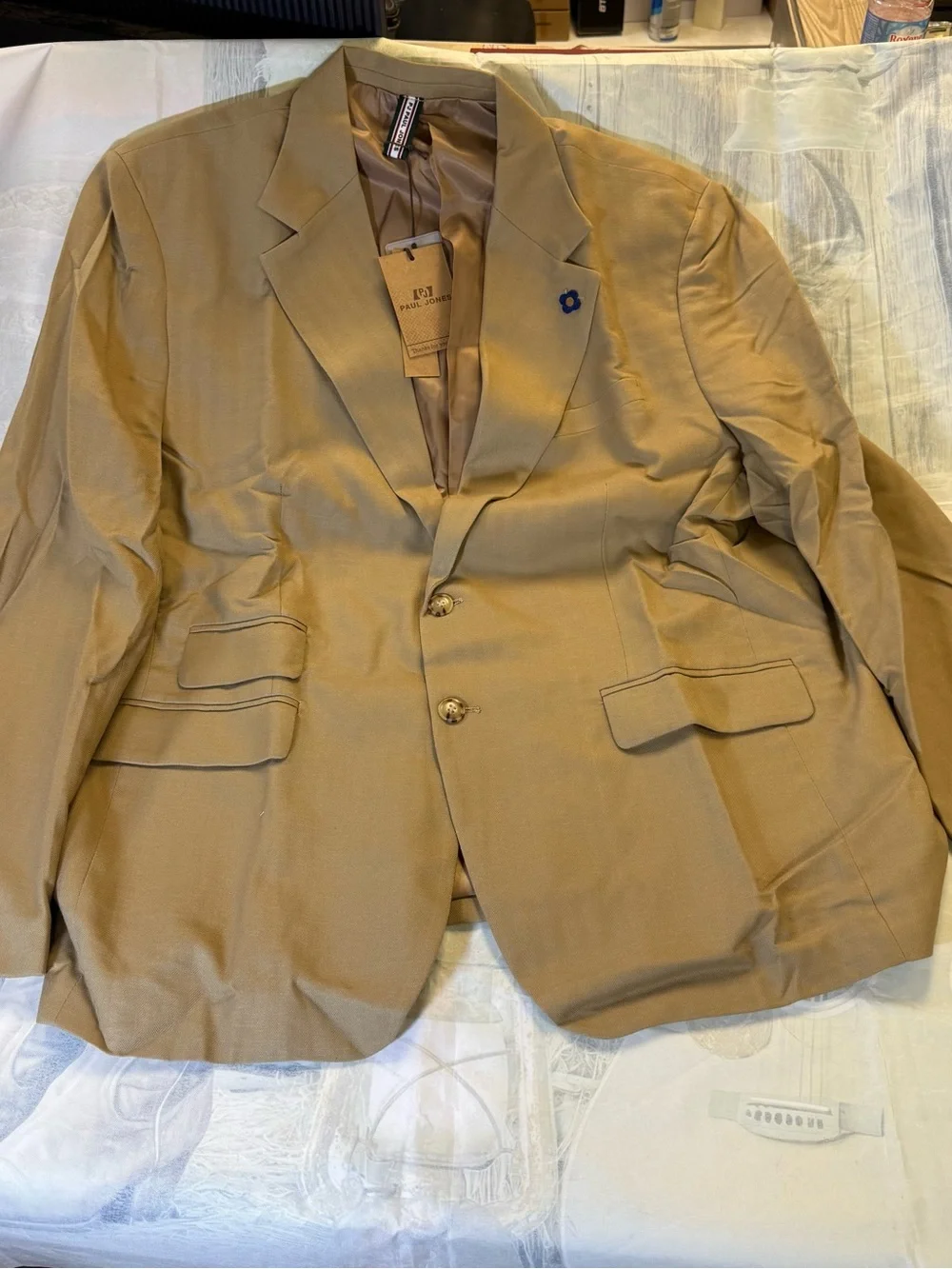 PJ PAUL JONES Men's Linen Blazer Jacket Lightweight Khaki Size XXL